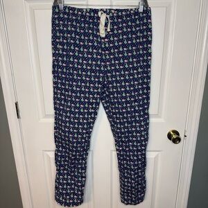 Vineyard Vines Navy Pajama Bottoms with Holiday Tree Whale Print Size Large GUC